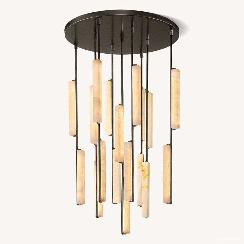 Audubon Sculpt Alabaster Round Chandelier 40"