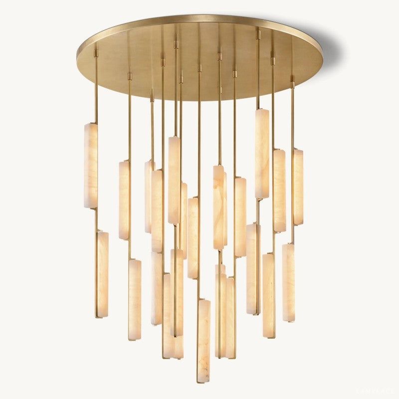 Audubon Sculpt Alabaster Round Chandelier 56"