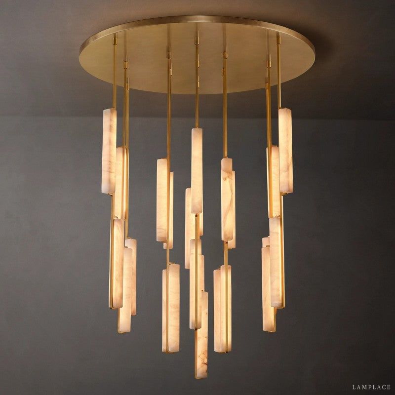 Audubon Sculpt Alabaster Round Chandelier 56"