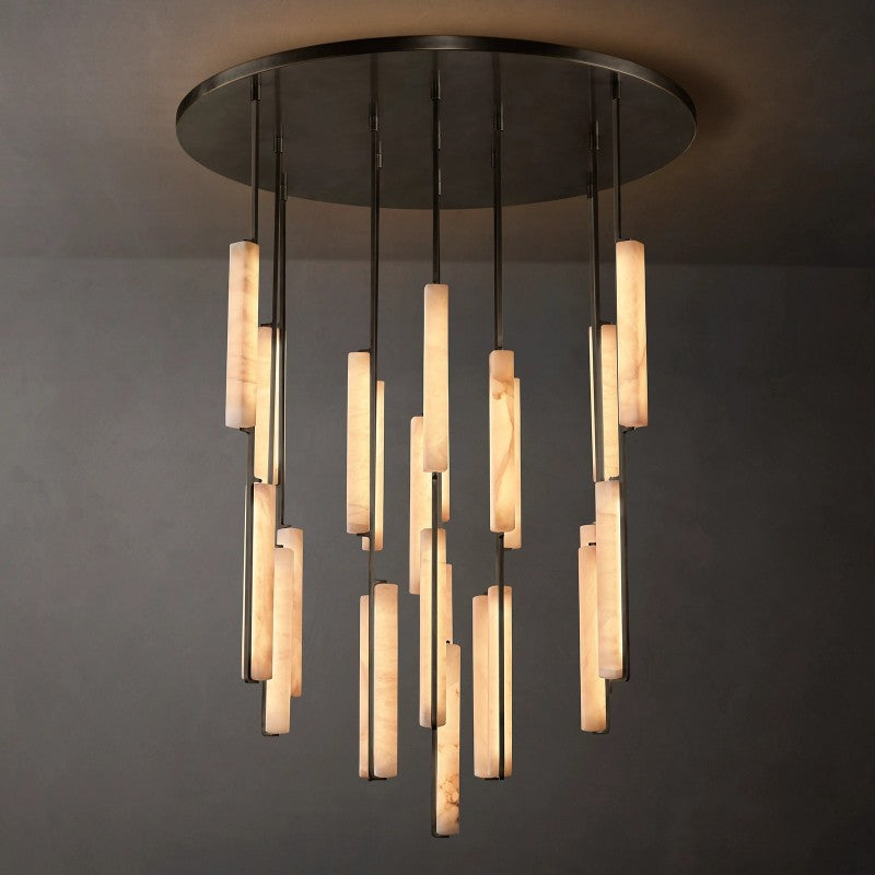 Audubon Sculpt Alabaster Round Chandelier 56"