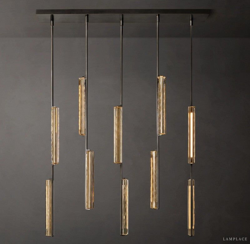 Audubon Sculpt Crystal Linear Chandelier 54"