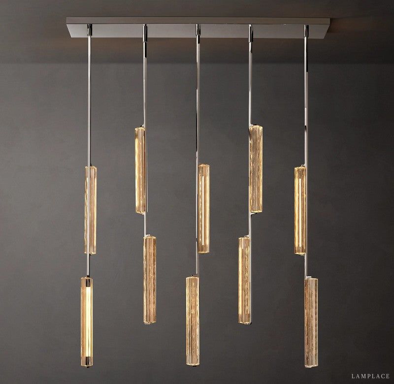 Audubon Sculpt Crystal Linear Chandelier 54"