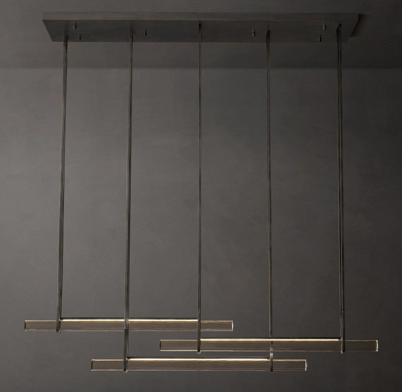 Audubon Sculpt Crystal Triple Bar Linear Chandelier 72"