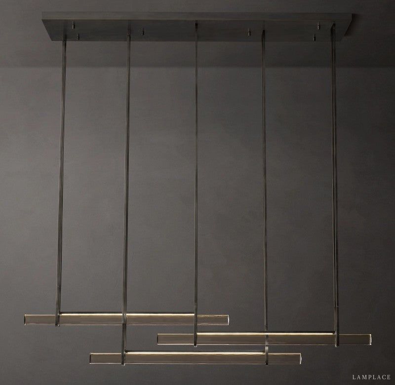 Audubon Sculpt Crystal Triple Bar Linear Chandelier 72"