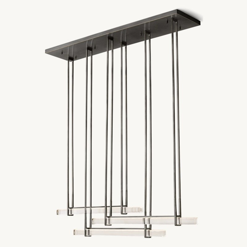 Audubon Sculpt Crystal Triple Bar Linear Chandelier 72"