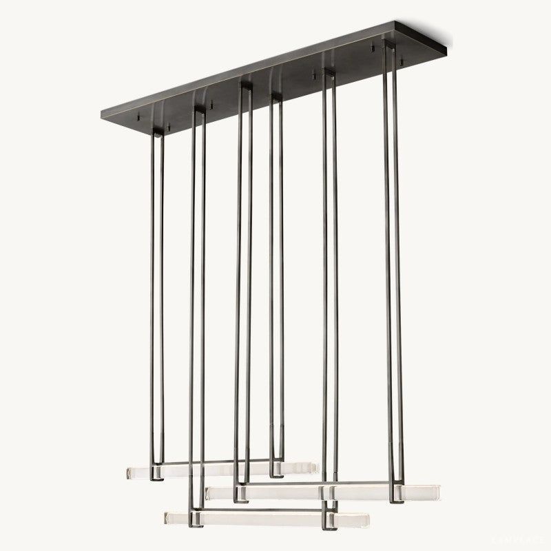 Audubon Sculpt Crystal Triple Bar Linear Chandelier 72"