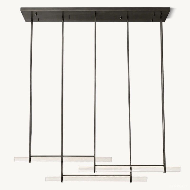 Audubon Sculpt Crystal Triple Bar Linear Chandelier 72"