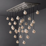 Pearl Carved Inciso Rectangle Chandelier 72"