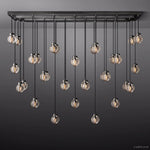 Pearl Carved Inciso Rectangle Chandelier 72"