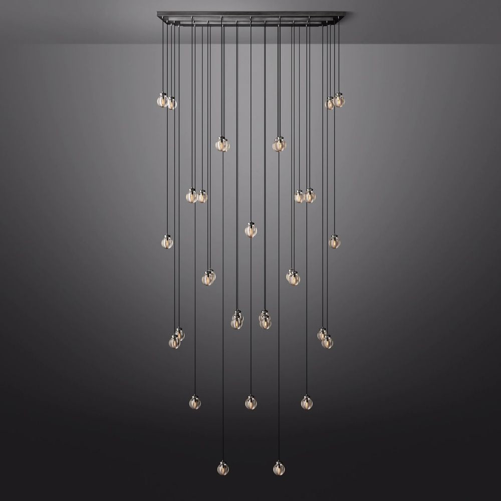 Pearl Carved Inciso Rectangle Chandelier 72"