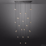 Pearl Carved Inciso Rectangle Chandelier 72"