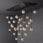 Pearl Carved Inciso Rectangle Chandelier 72"