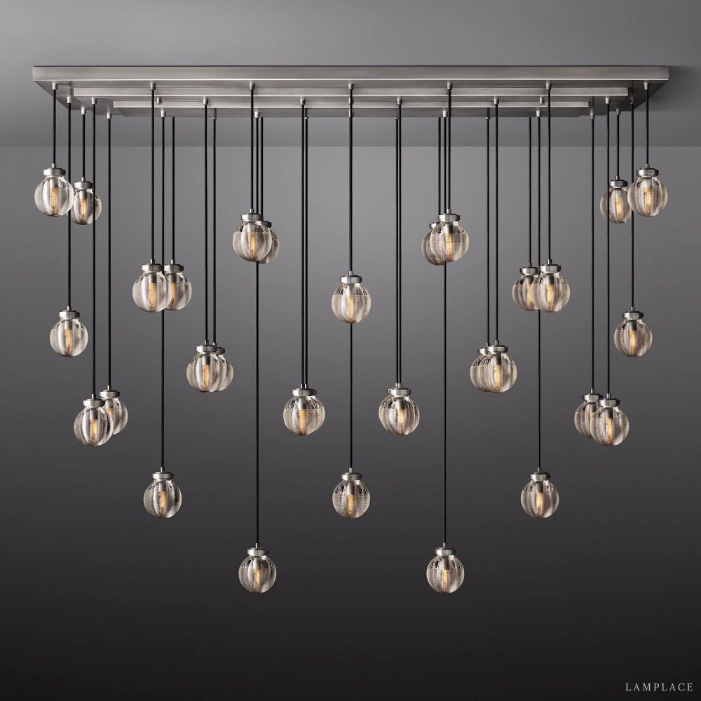 Pearl Carved Inciso Rectangle Chandelier 72"