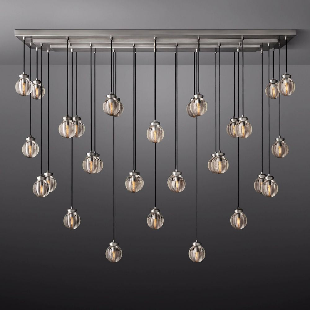 Pearl Carved Inciso Rectangle Chandelier 72"
