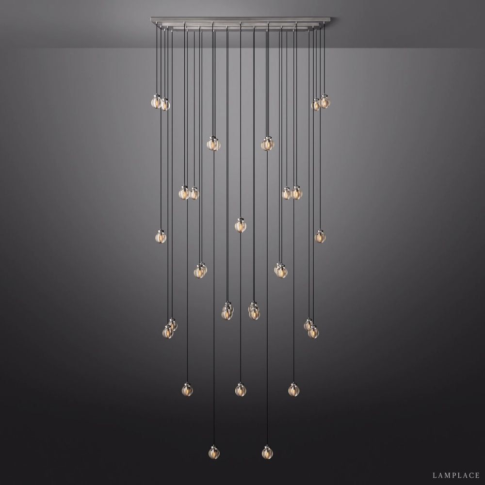 Pearl Carved Inciso Rectangle Chandelier 72"