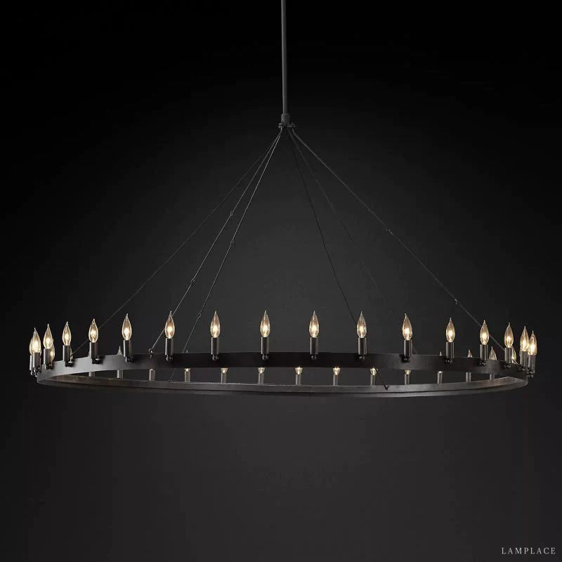 Camino Vintage Industrial Round Chandelier 73"