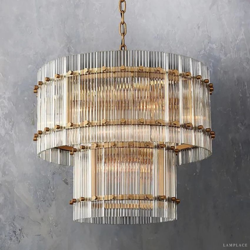San Marco Vintage Glass Two-Tier Round Chandelier 22"