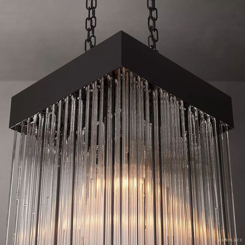 Cascada Stacked Prism Square Chandelier 30"