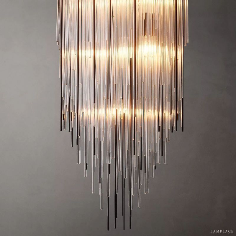 Cascada Stacked Prism Square Chandelier 30"