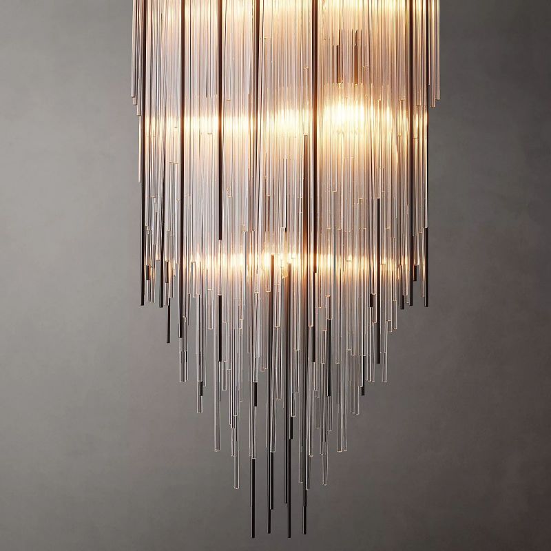 Cascada Stacked Prism Square Chandelier 30"