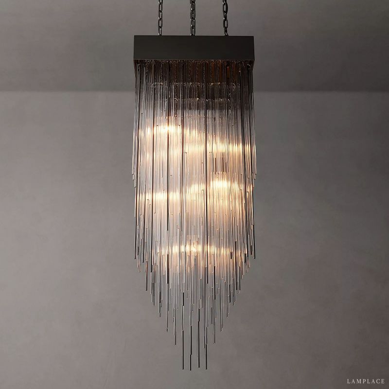 Cascada Stacked Prism Square Chandelier 30"