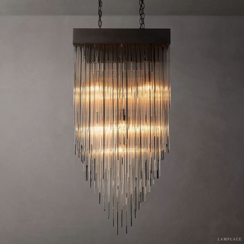 Cascada Stacked Prism Square Chandelier 30"