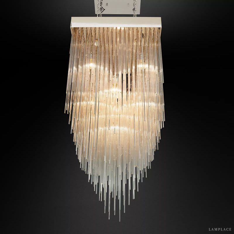 Cascada Stacked Prism Square Chandelier 30"