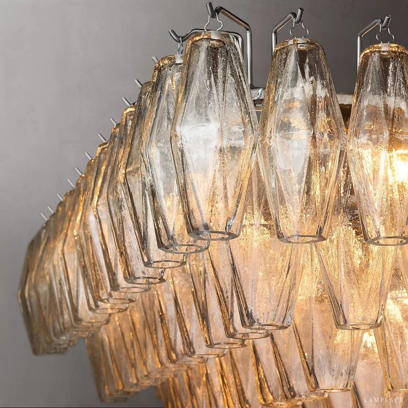 Chiara Murano Glass Tiered Rectangular Chandelier 74"