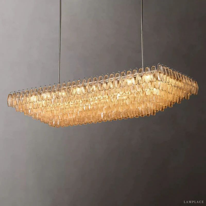 Chiara Murano Glass Tiered Rectangular Chandelier 74"