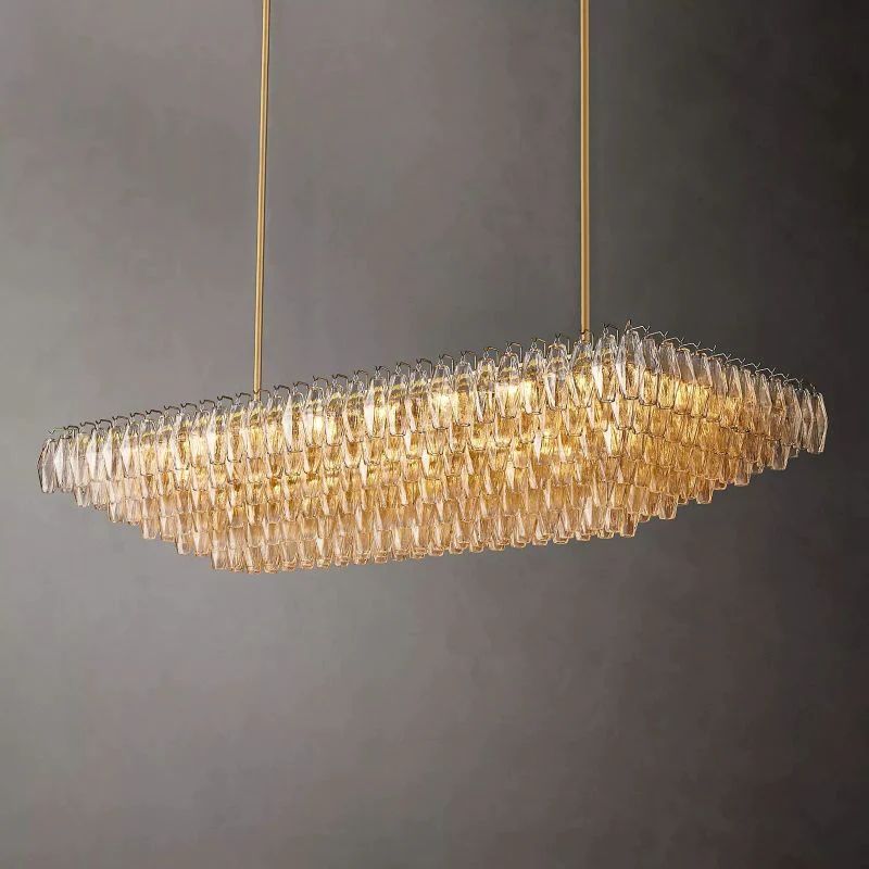Chiara Murano Glass Tiered Rectangular Chandelier 74"