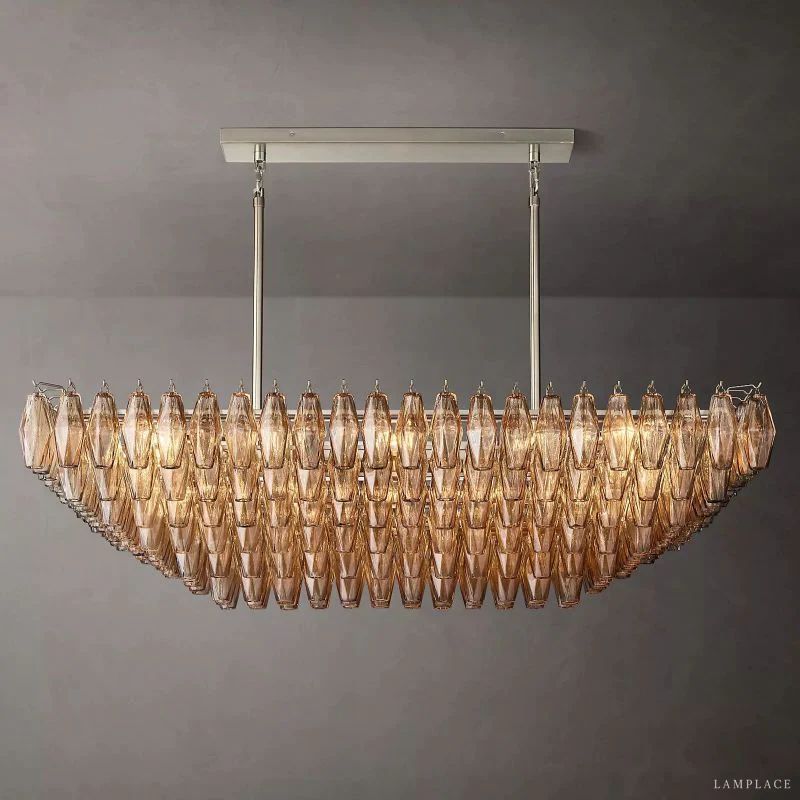 Chiara Murano Glass Tiered Rectangular Chandelier 54"