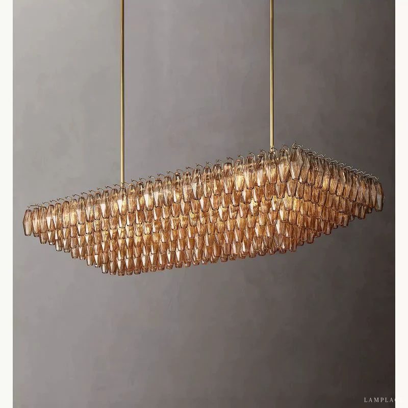 Chiara Murano Glass Tiered Rectangular Chandelier 74"
