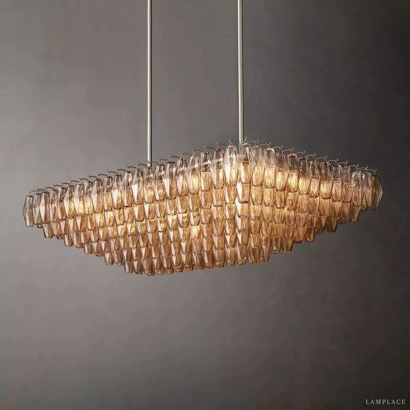 Chiara Murano Glass Tiered Rectangular Chandelier 54"
