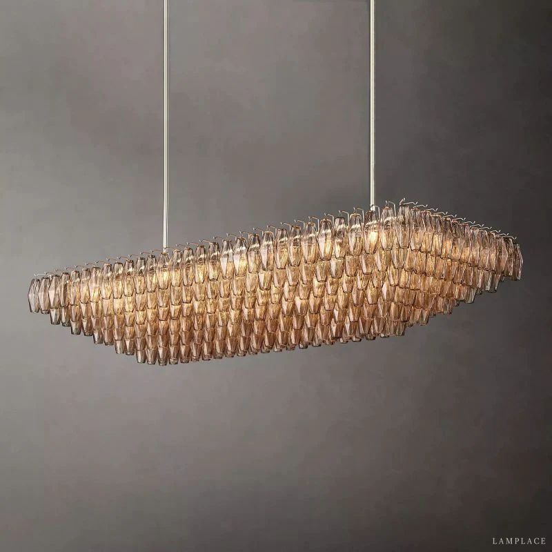 Chiara Murano Glass Tiered Rectangular Chandelier 74"