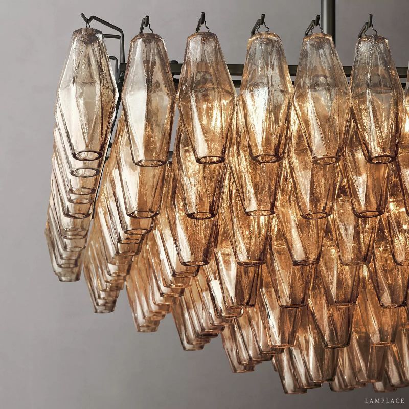 Chiara Murano Glass Tiered Rectangular Chandelier 54"