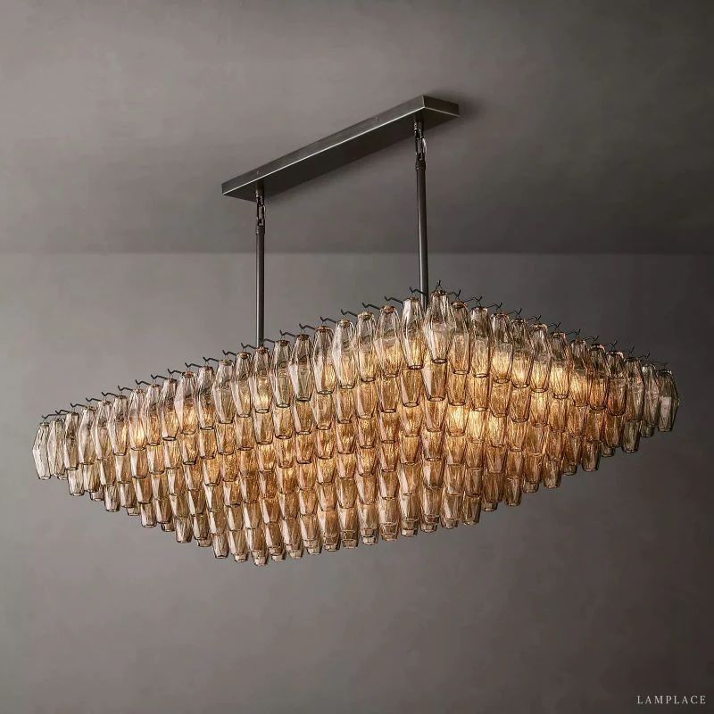 Chiara Murano Glass Tiered Rectangular Chandelier 54"