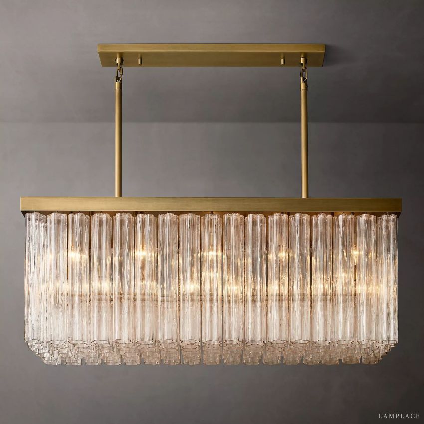 Cielo Lustred Glass Rectangle Chandelier 54"