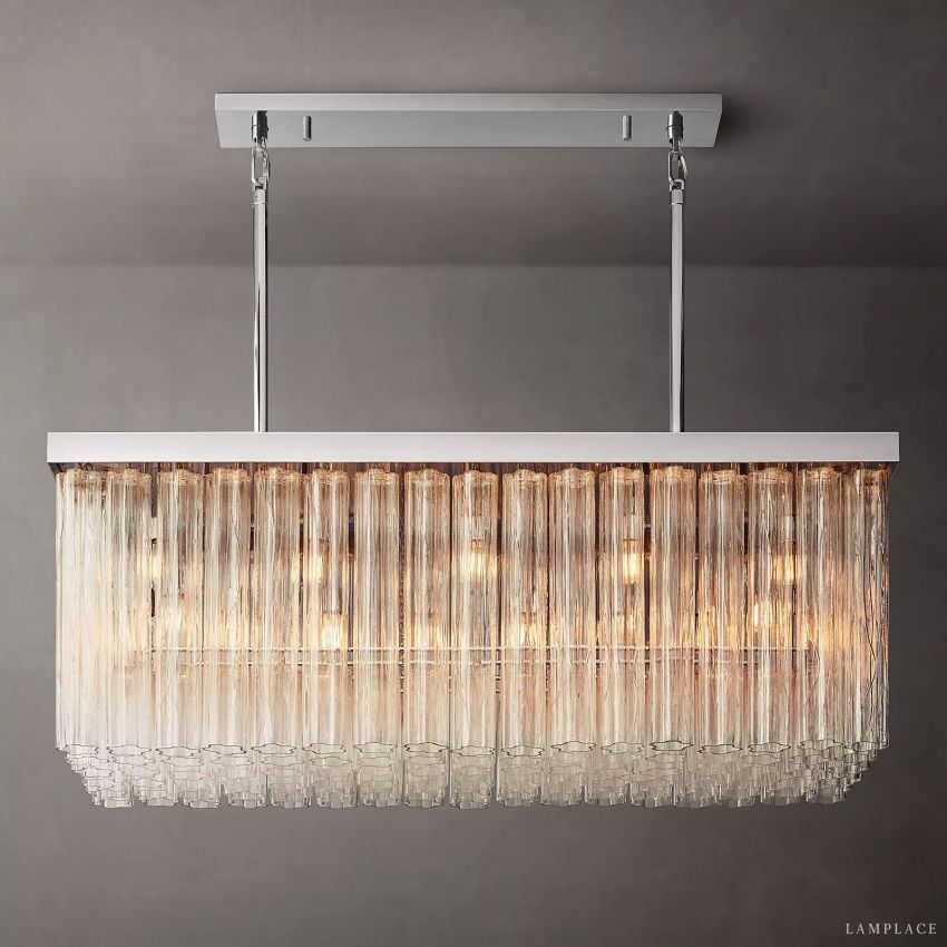 Cielo Lustred Glass Rectangle Chandelier 54"