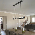 Cannele Ribbed Glass Linear Chandelier 67"