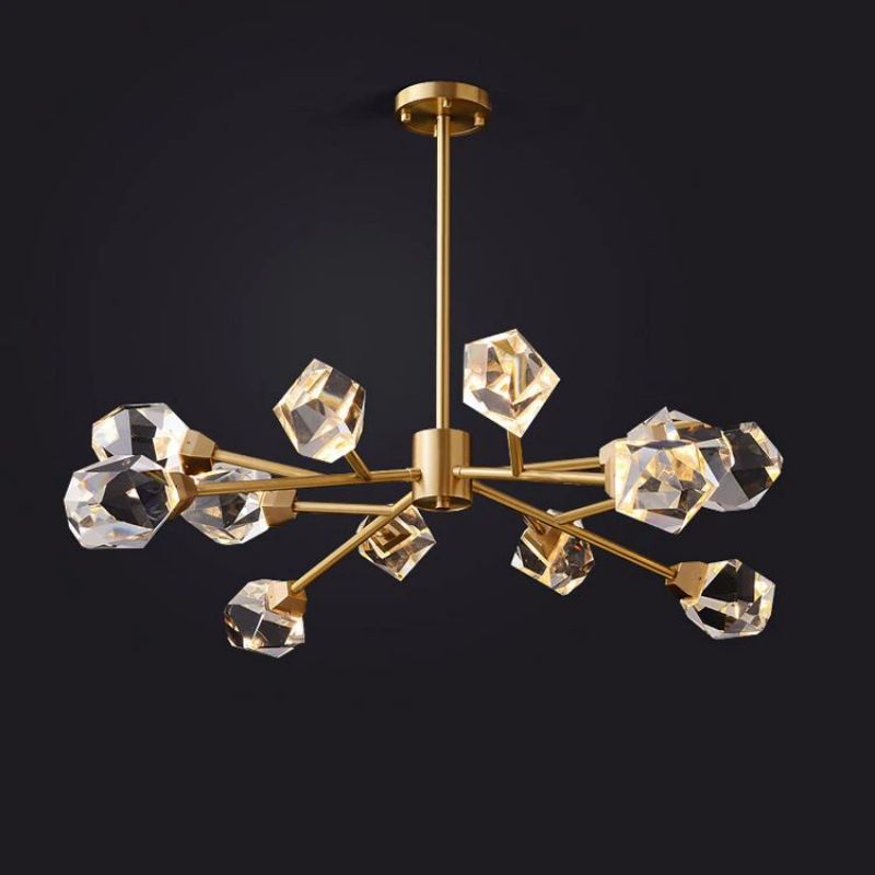 Angle Faceted Crystal Round Chandelier