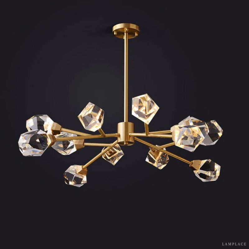 Angle Faceted Crystal Round Chandelier