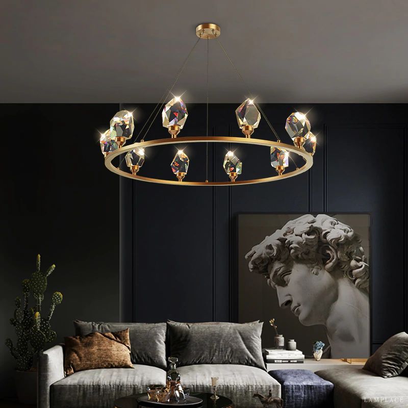 Angle Faceted Crystal Ring Chandelier