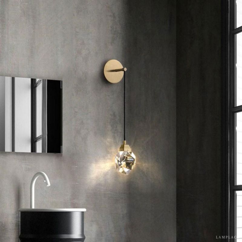 Angle Faceted Crystal Cord Wall Sconce