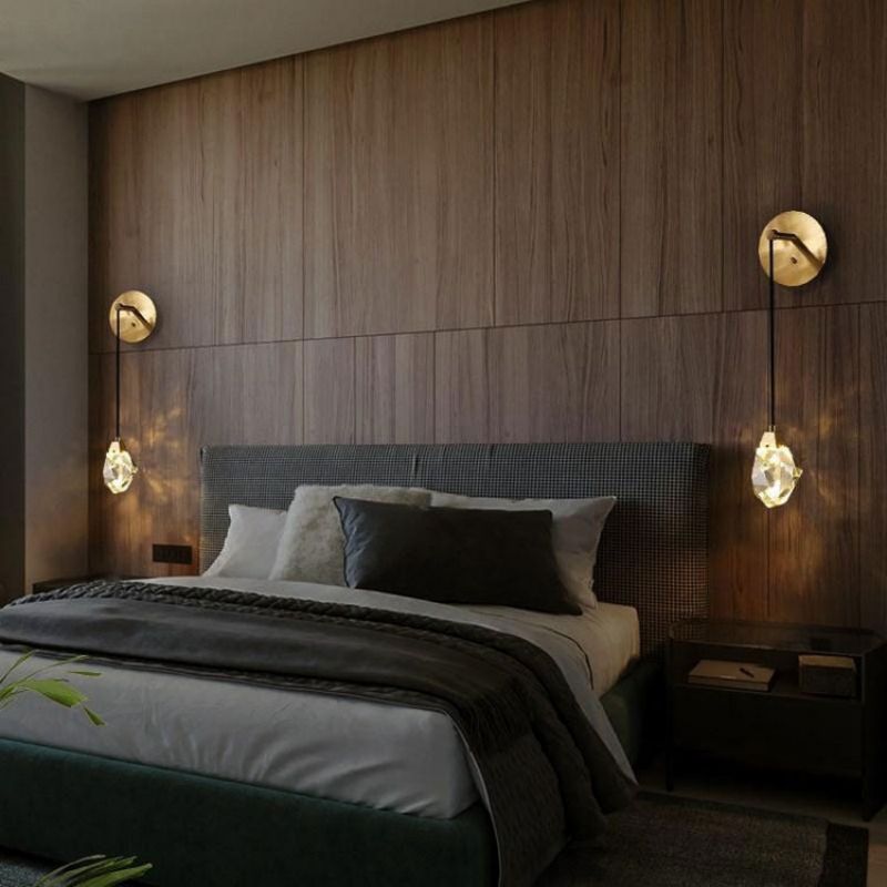 Angle Faceted Crystal Cord Wall Sconce