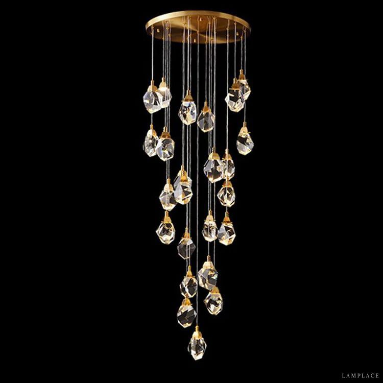 Angle Faceted Crystal Multi-Lights Cascade Chandelier