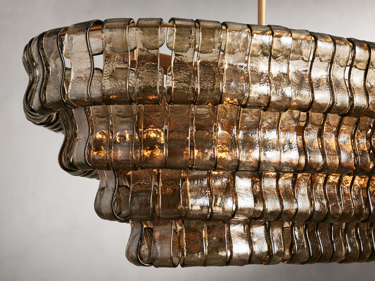 Ghiaccio Textured Glass Oval Chandelier