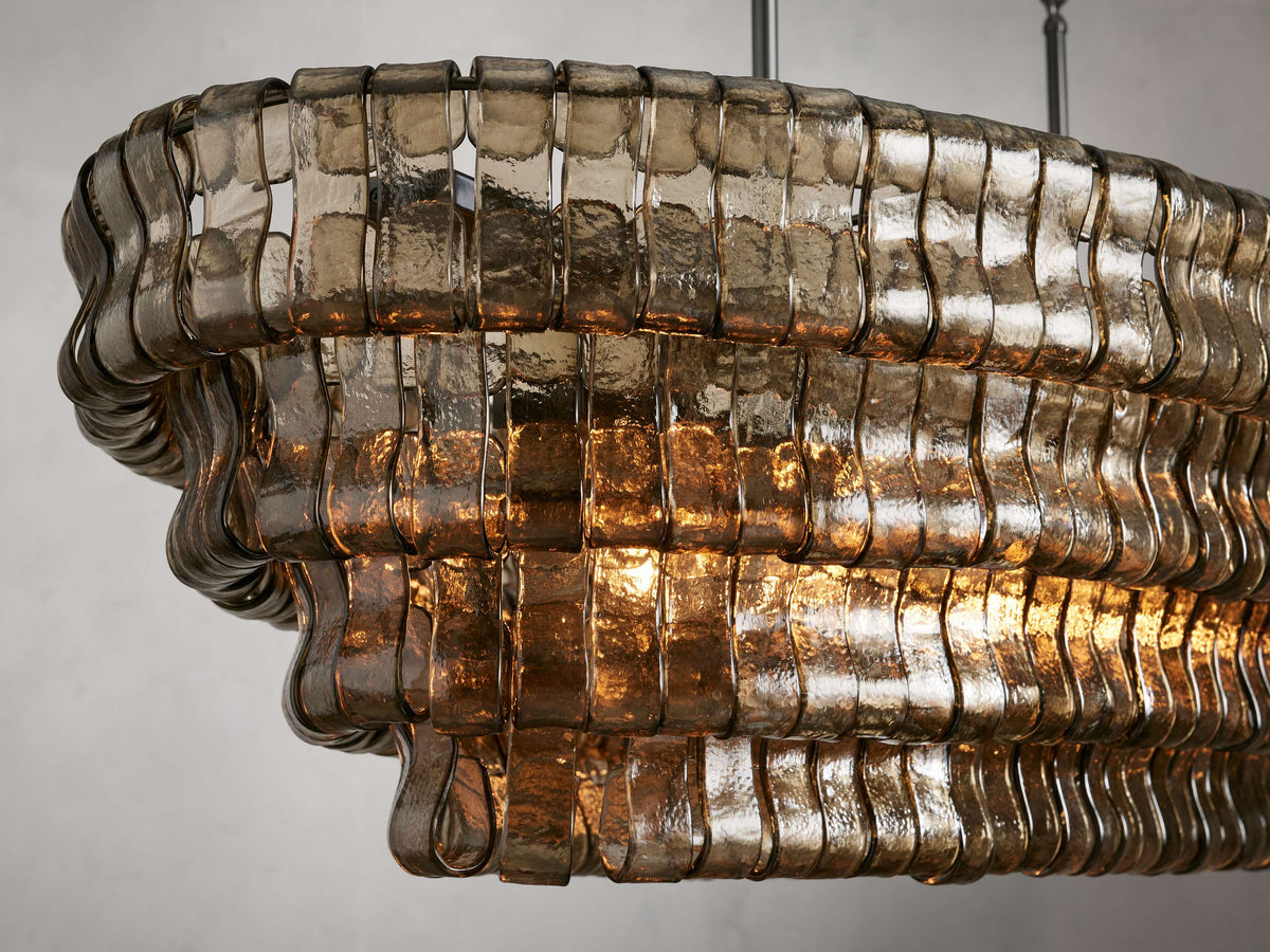 Ghiaccio Textured Glass Oval Chandelier