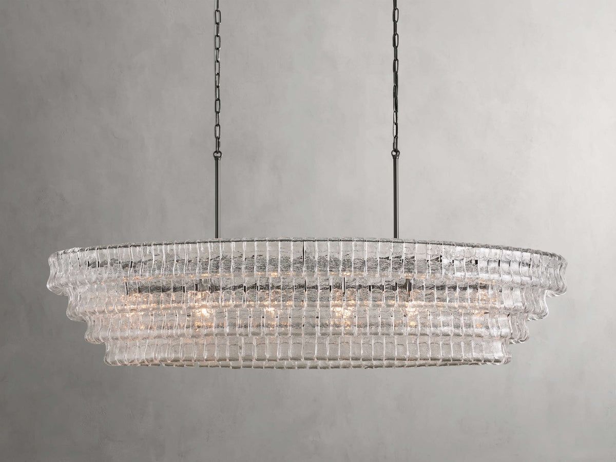 Ghiaccio Textured Glass Oval Chandelier