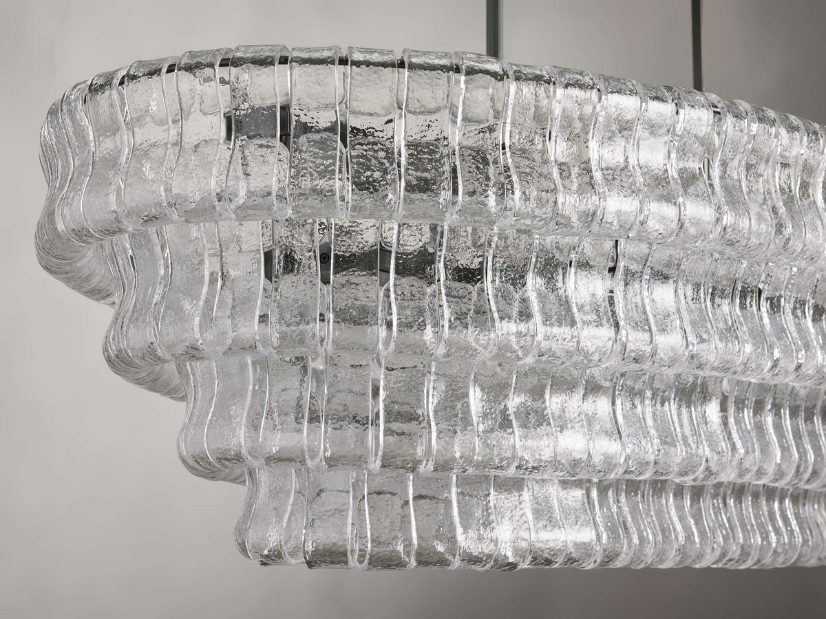 Ghiaccio Textured Glass Oval Chandelier