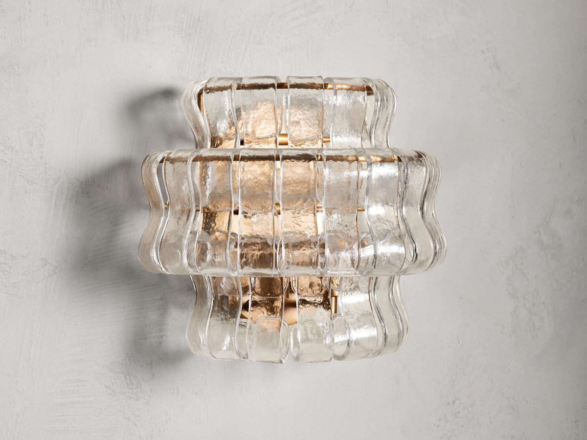 Ghiaccio Textured Glass Wall Sconces
